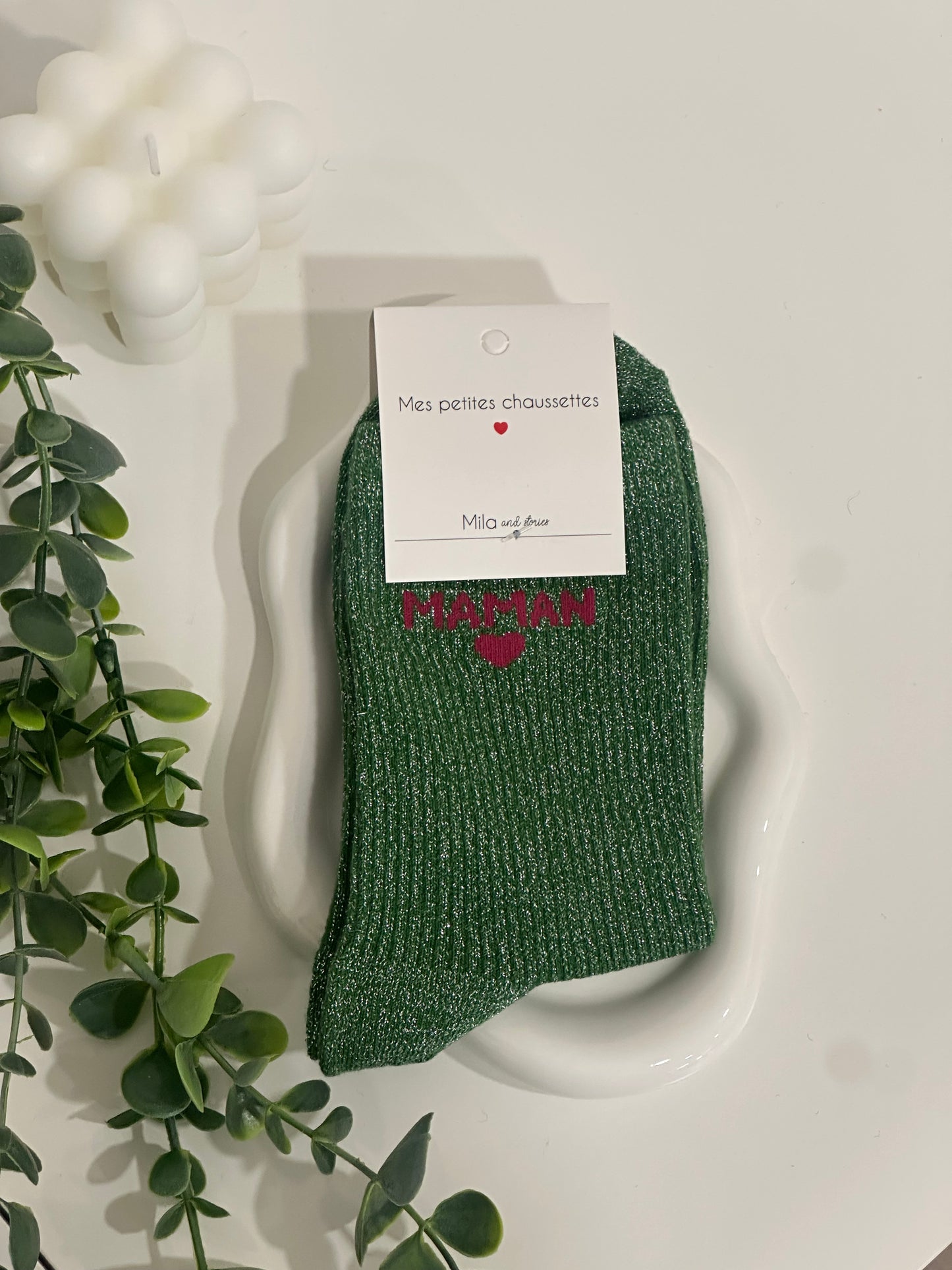 CHAUSSETTES À PAILLETTES MAMAN - Verte