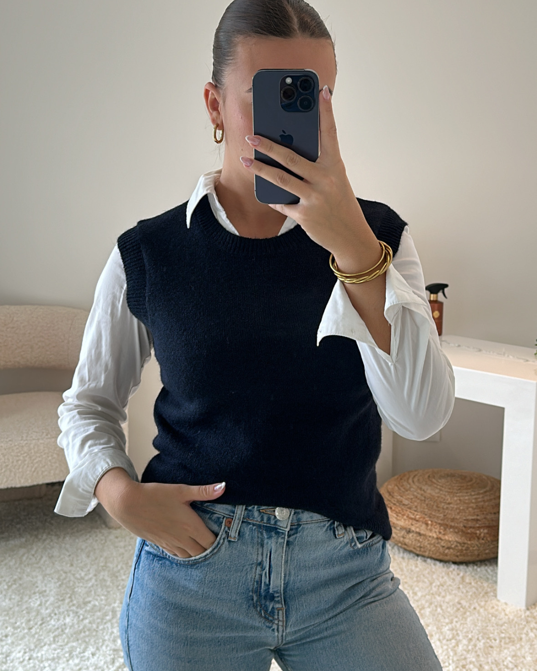Pull sans manche LISE bleu