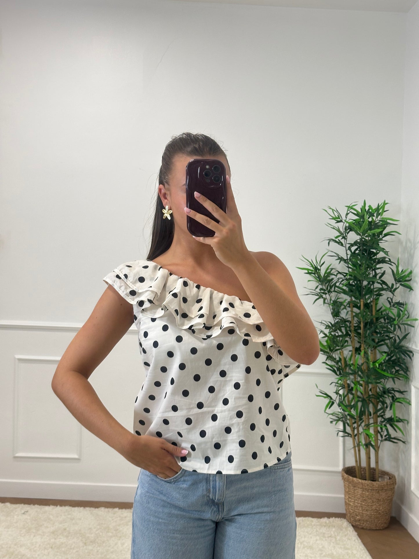 TOP ASTRID NOIR À POIS