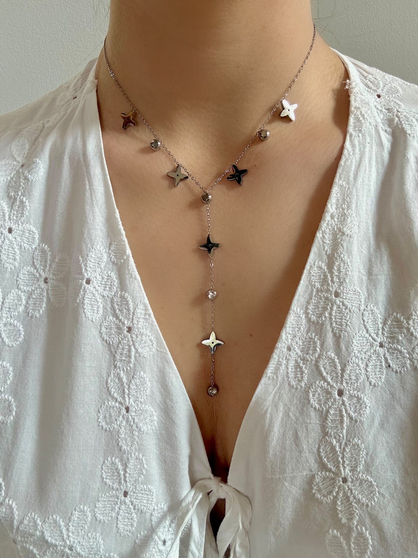 COLLIER EN Y ÉTOILE - argenté