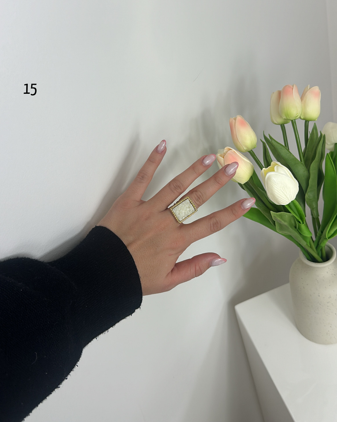 PACK DE 15 BAGUES BLANCHES DORÉES (vendus à l'unité)