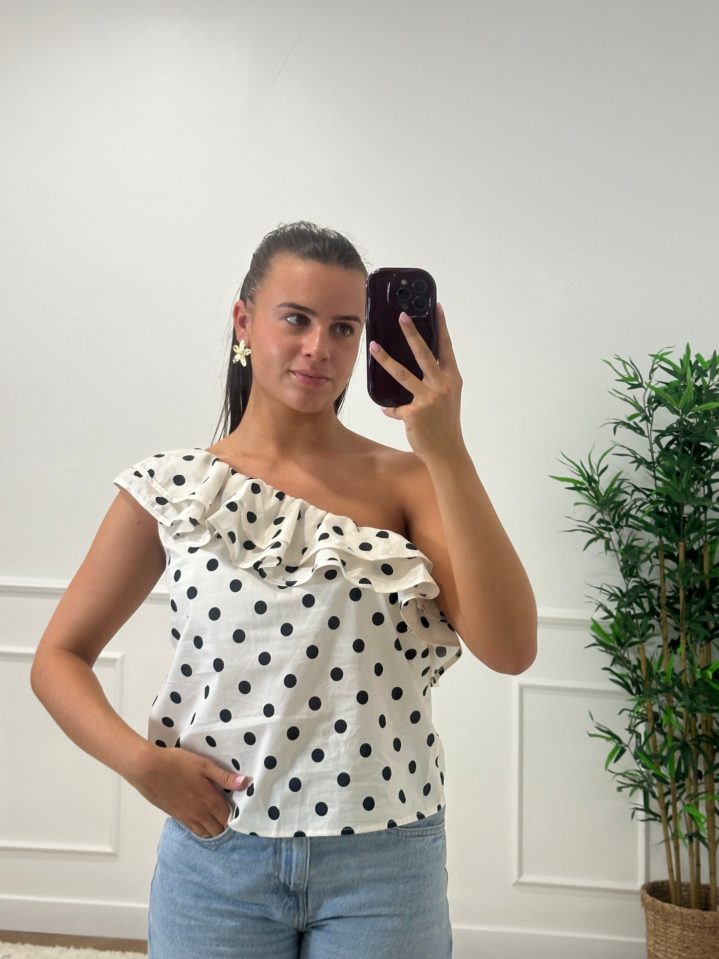 TOP ASTRID NOIR À POIS