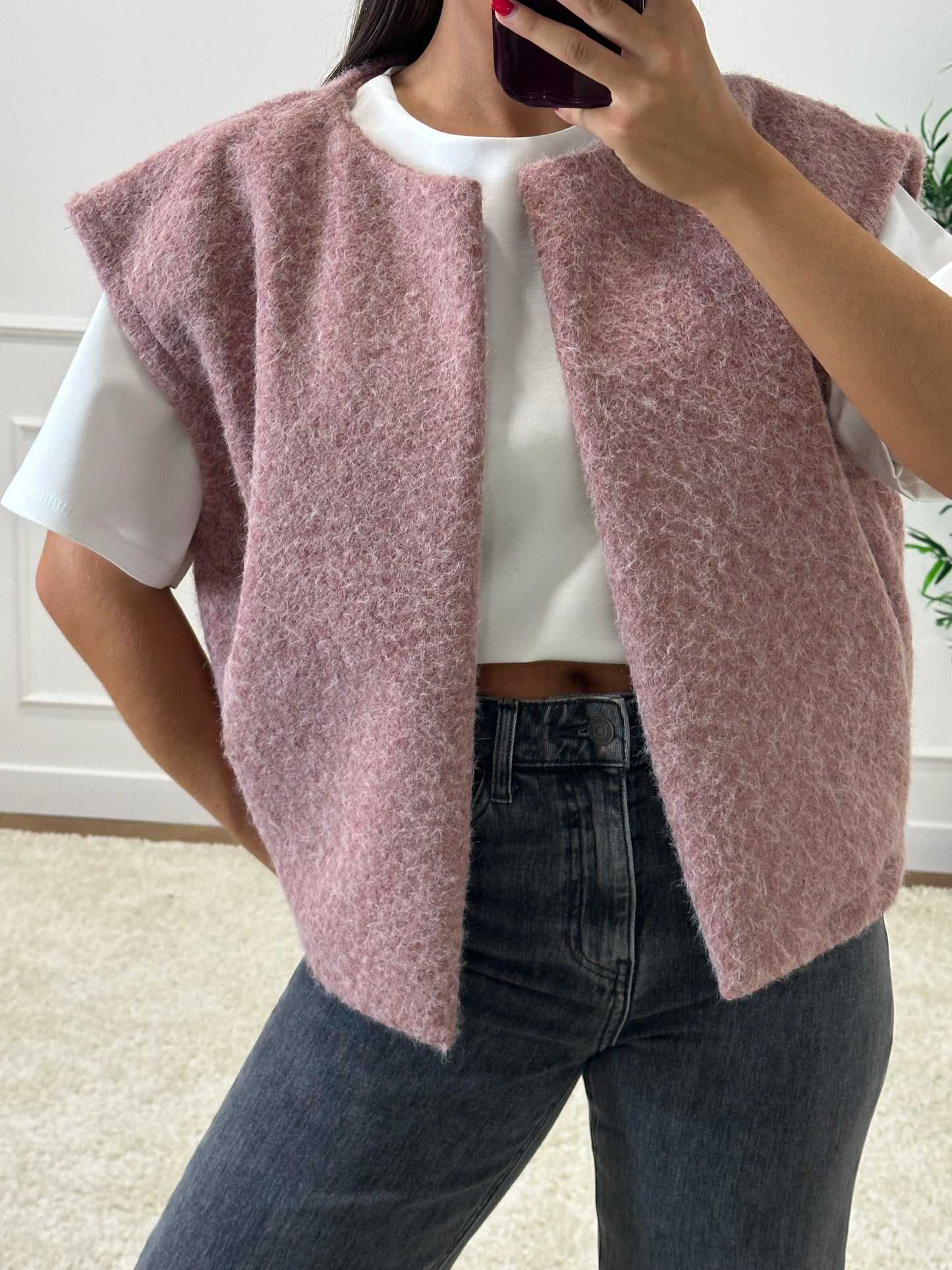 GILET JOANNA VIEUX ROSE