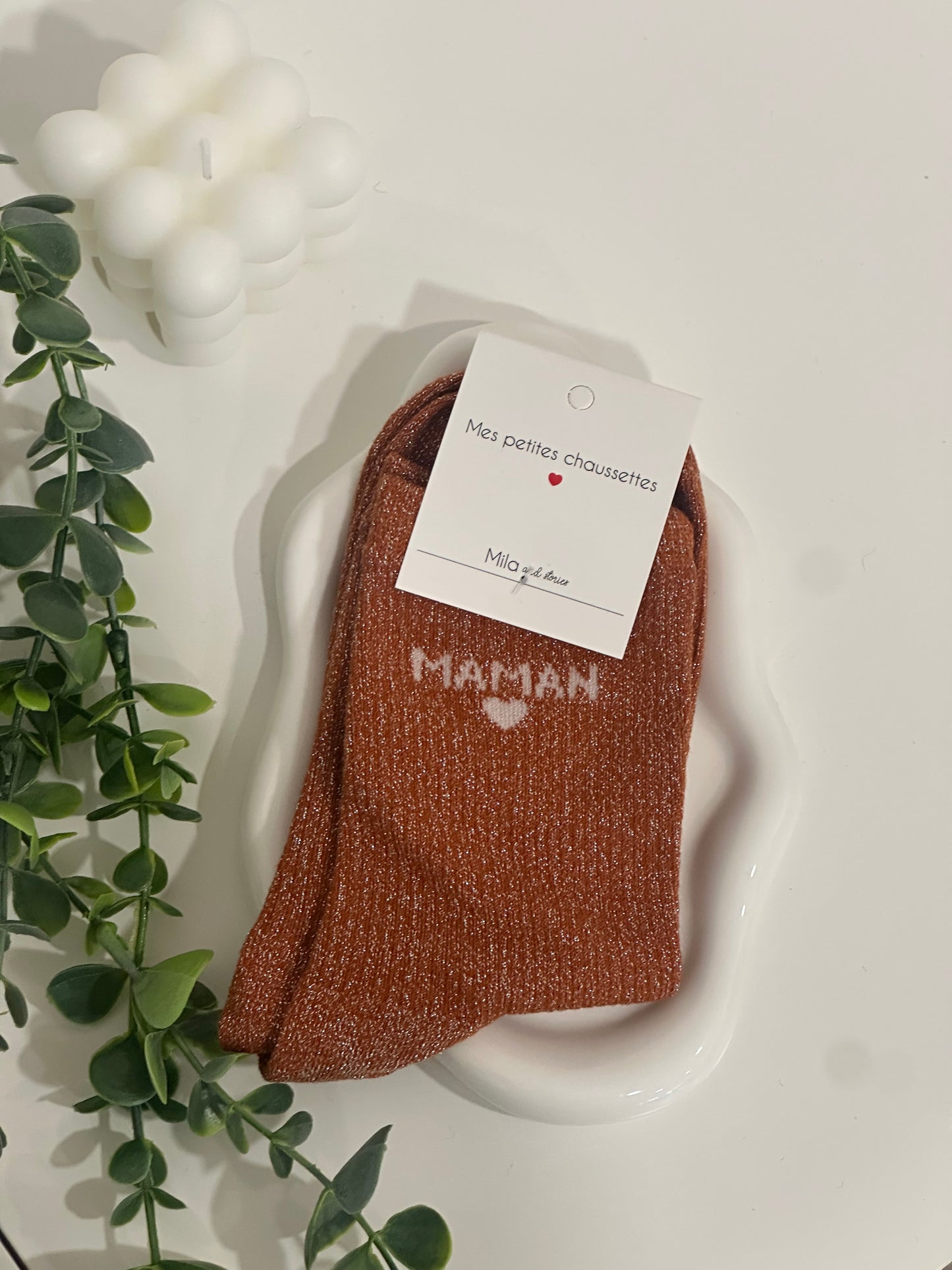 CHAUSSETTES À PAILLETTES MAMAN - Orange