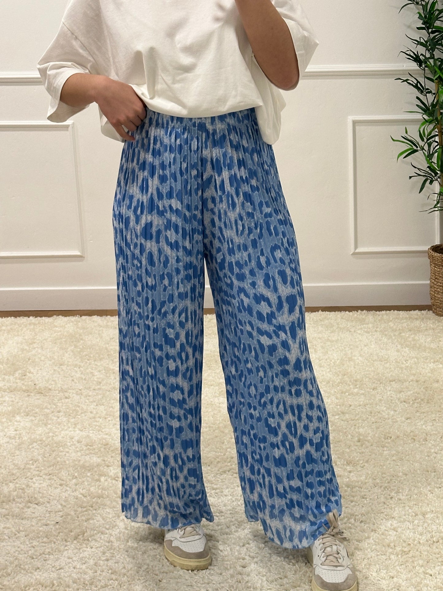 PANTALON ADÈLE LÉOPARD BLEU