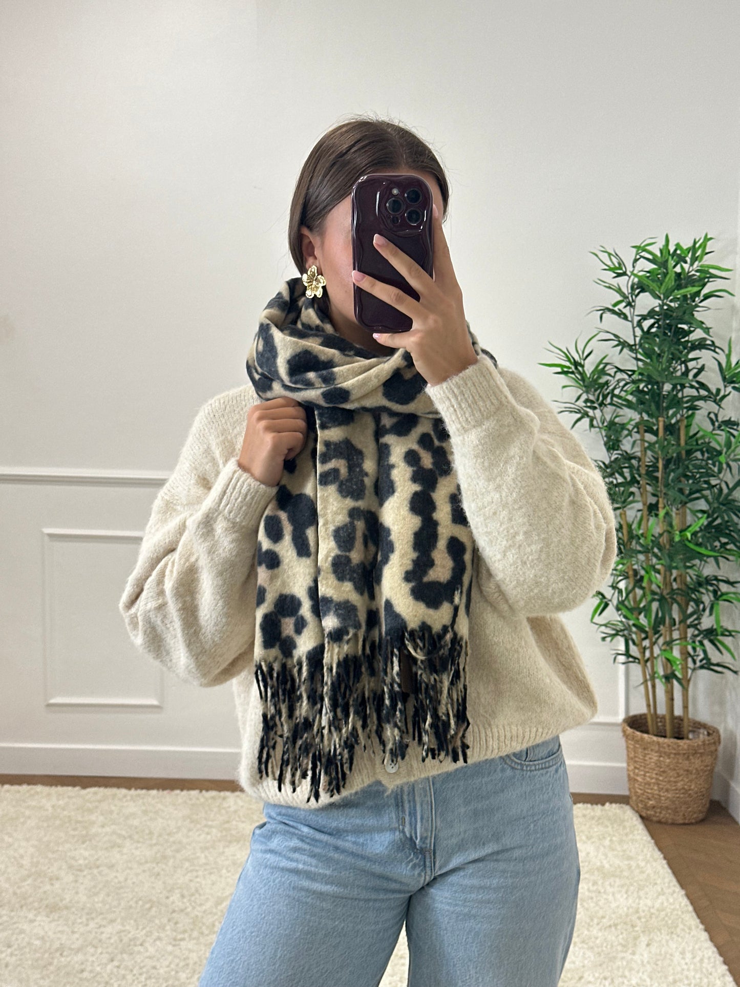 ÉCHARPE LÉOPARD BEIGE