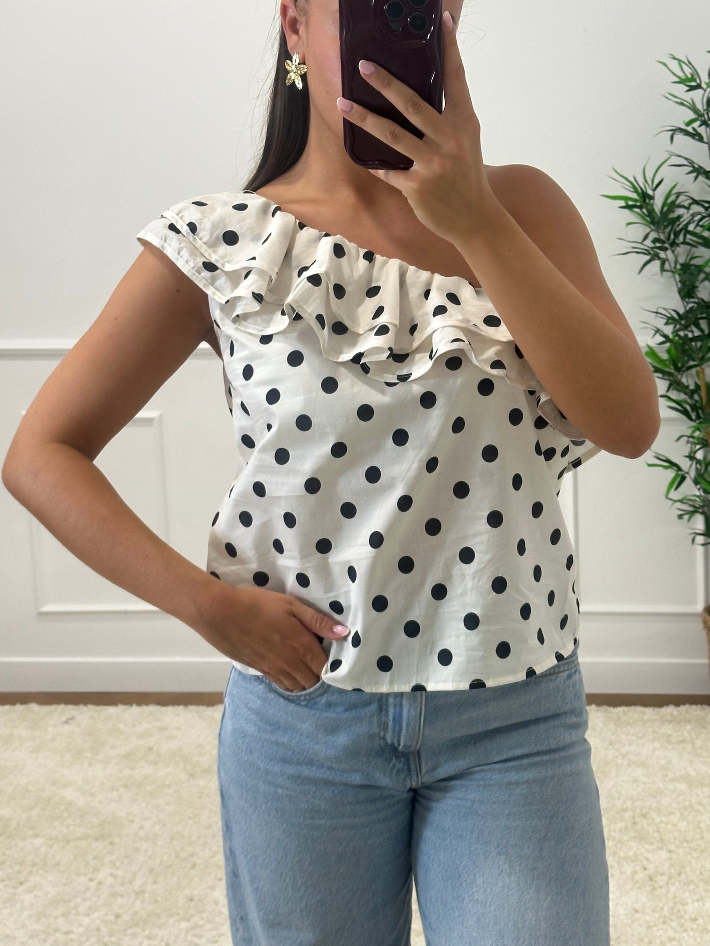 TOP ASTRID NOIR À POIS