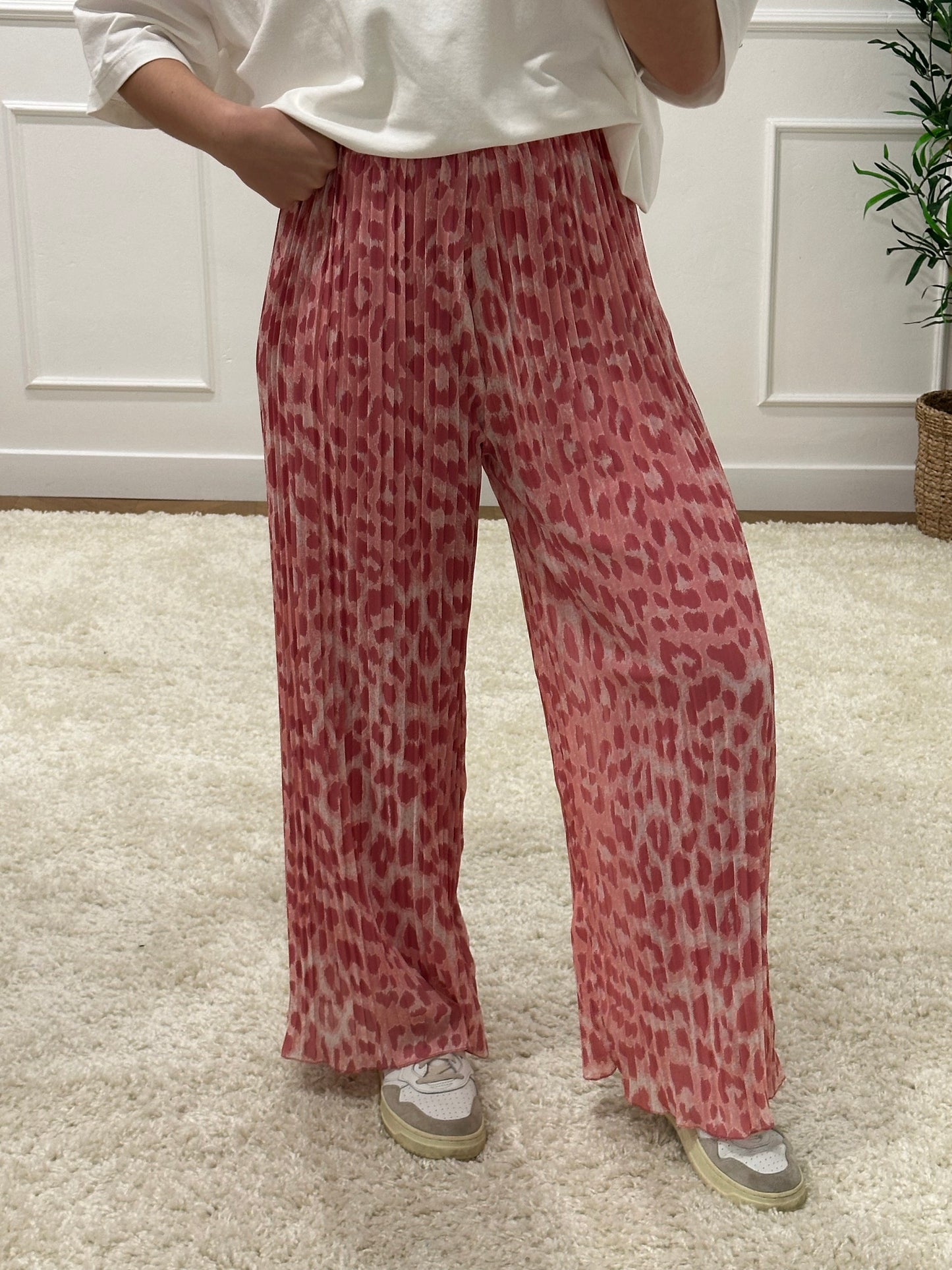 PANTALON ADÈLE LÉOPARD ROSE