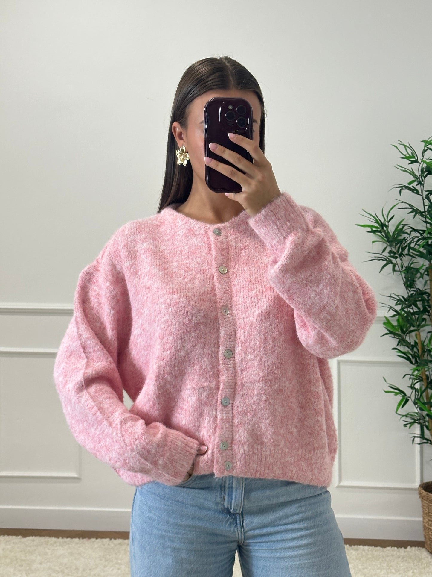 CARDIGAN LÉO ROSE
