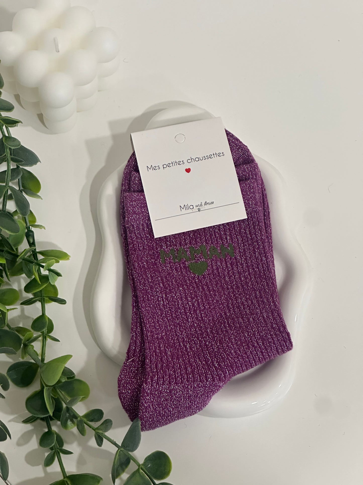 CHAUSSETTES À PAILLETTES MAMAN - Violette