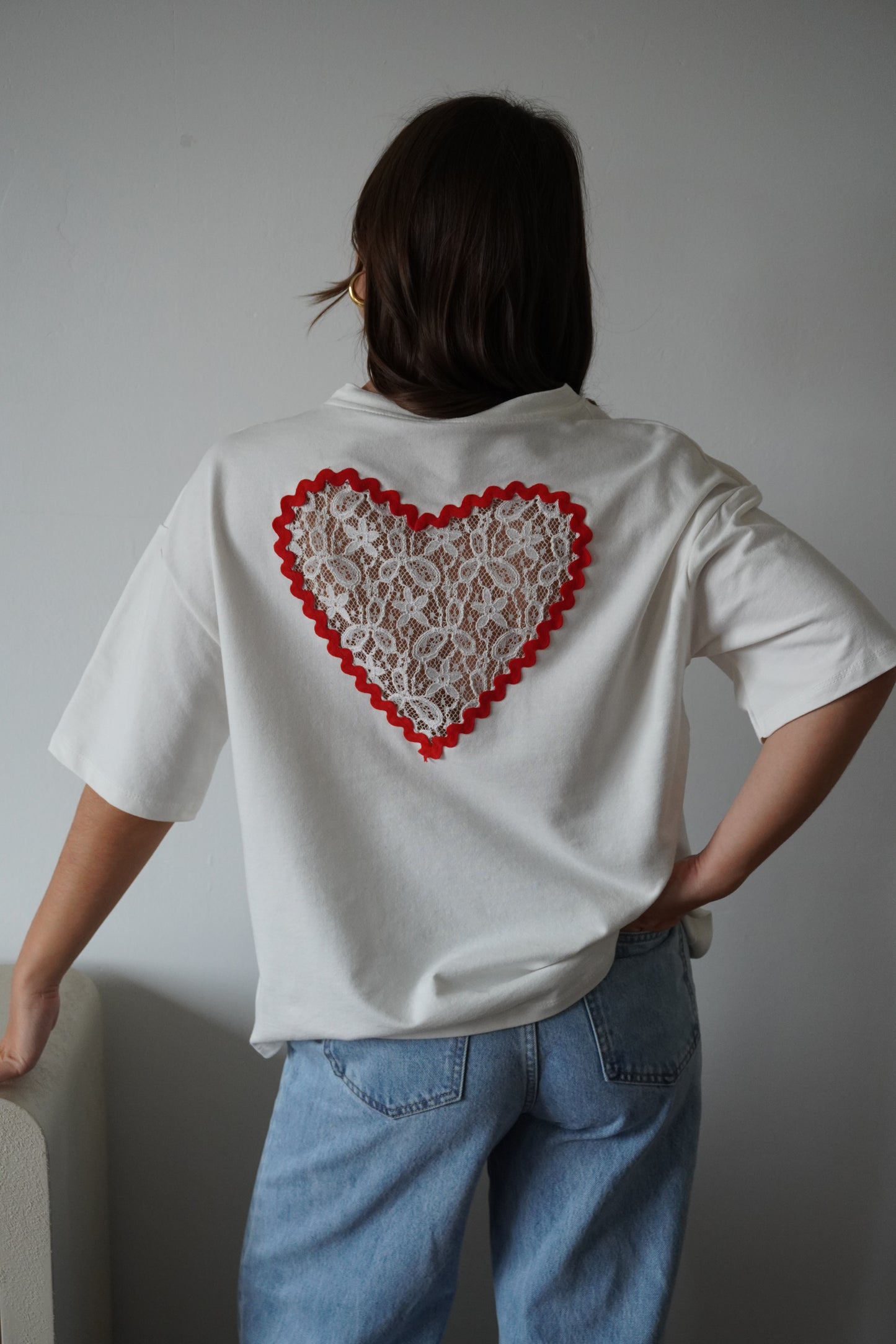 T-SHIRT CŒUR DENTELLE BLANC