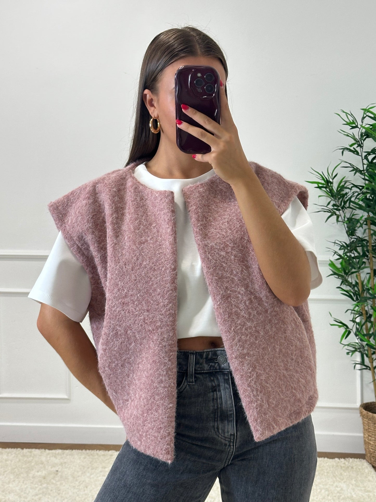 GILET JOANNA VIEUX ROSE