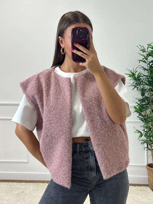 GILET JOANNA VIEUX ROSE