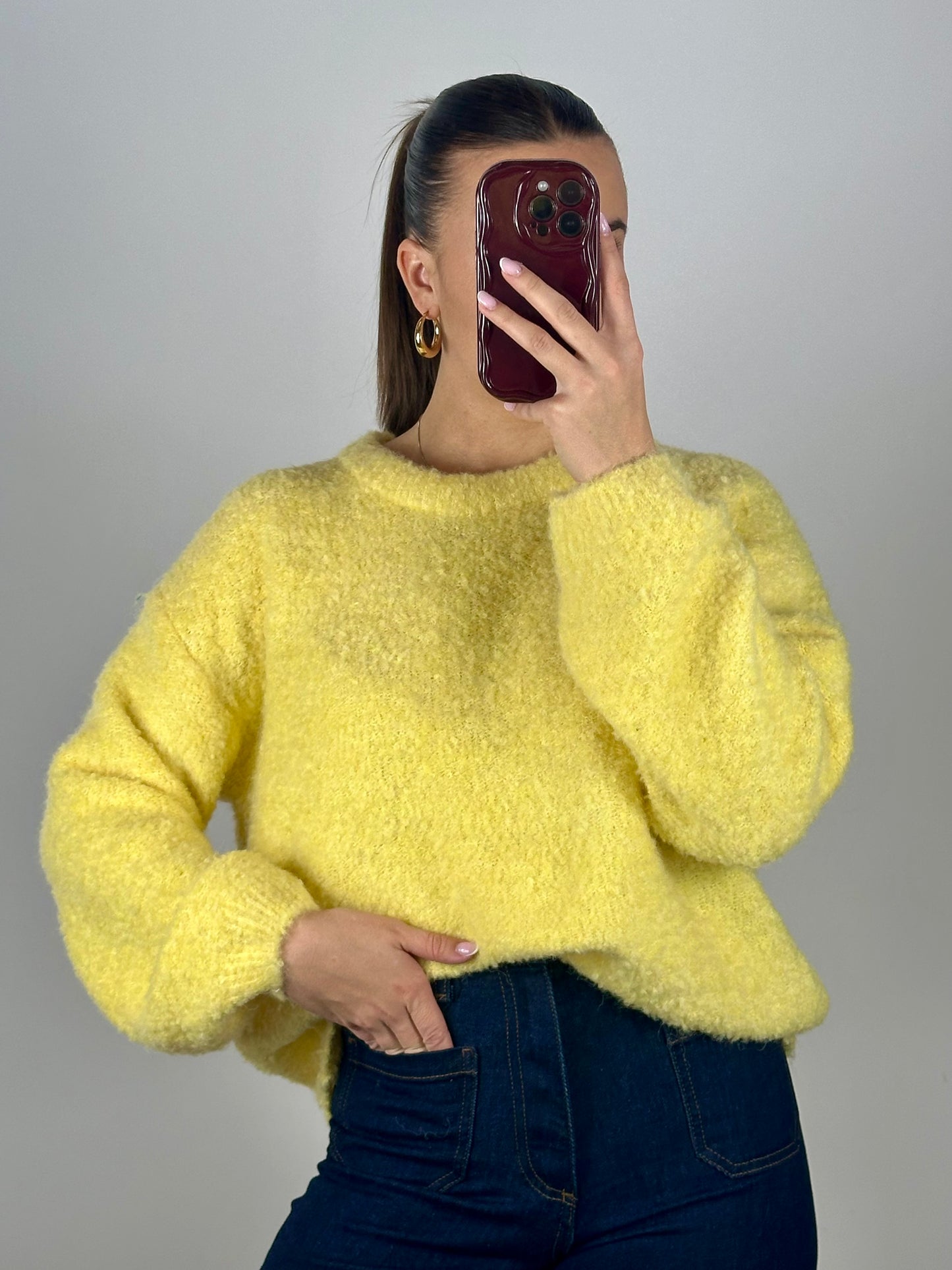 PULL BOUCLETTE JAUNE