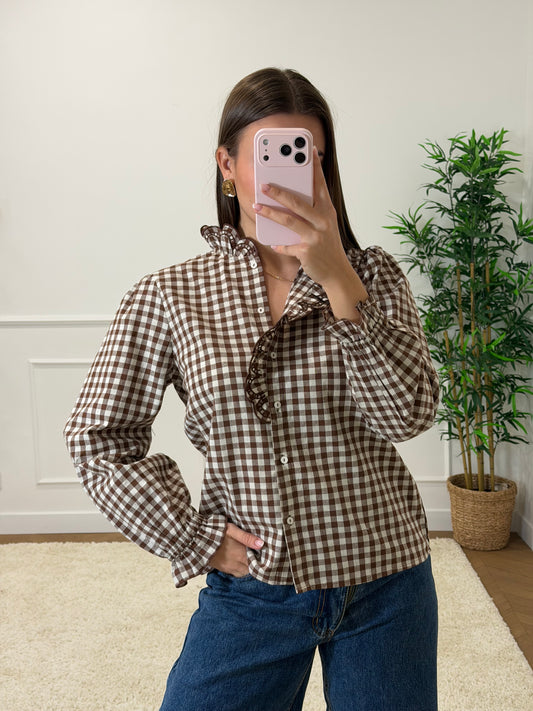 BLOUSE VICHY MARRON