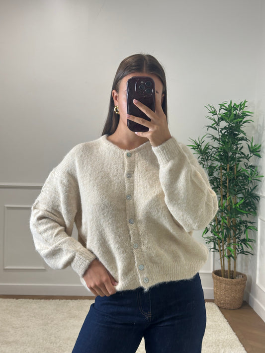 CARDIGAN LÉO ÉCRU