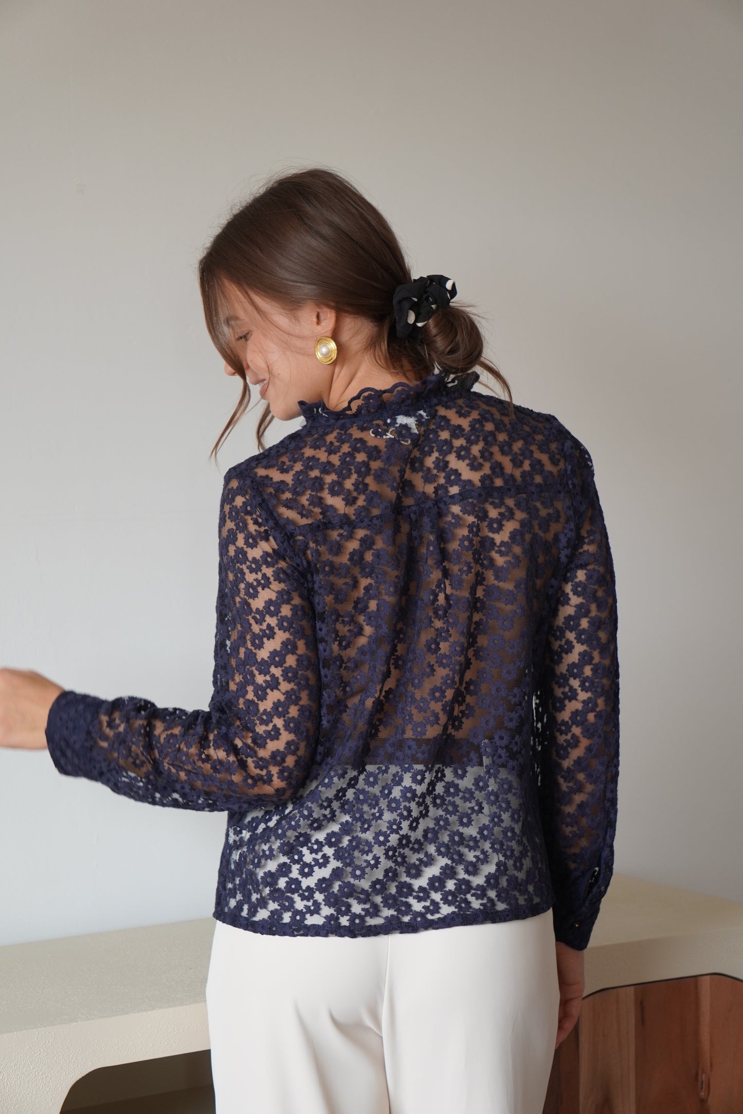 BLOUSE VANILLE BLEU MARINE