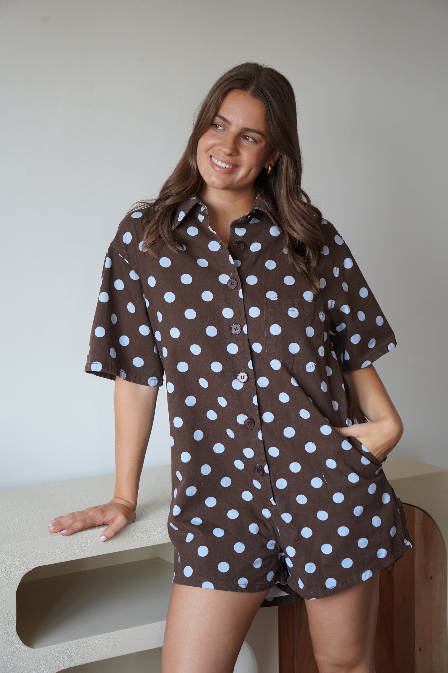 COMBINAISON GINA CHOCO A POIS