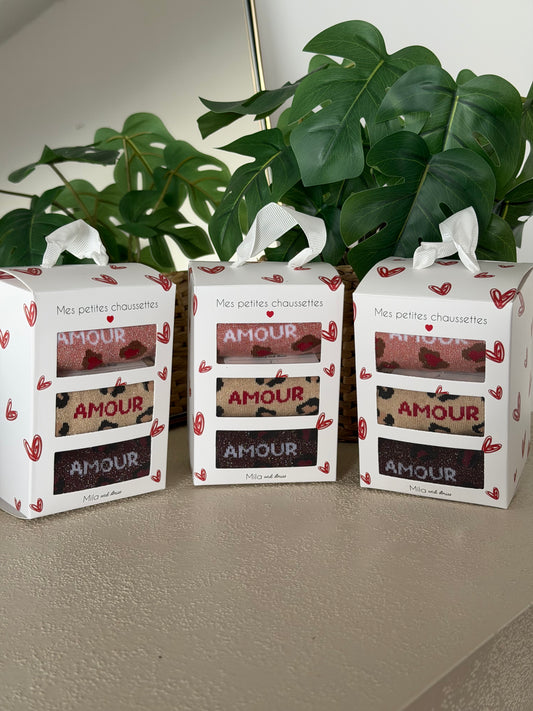 LOT DE 3 PAIRES AMOUR LÉOPARD