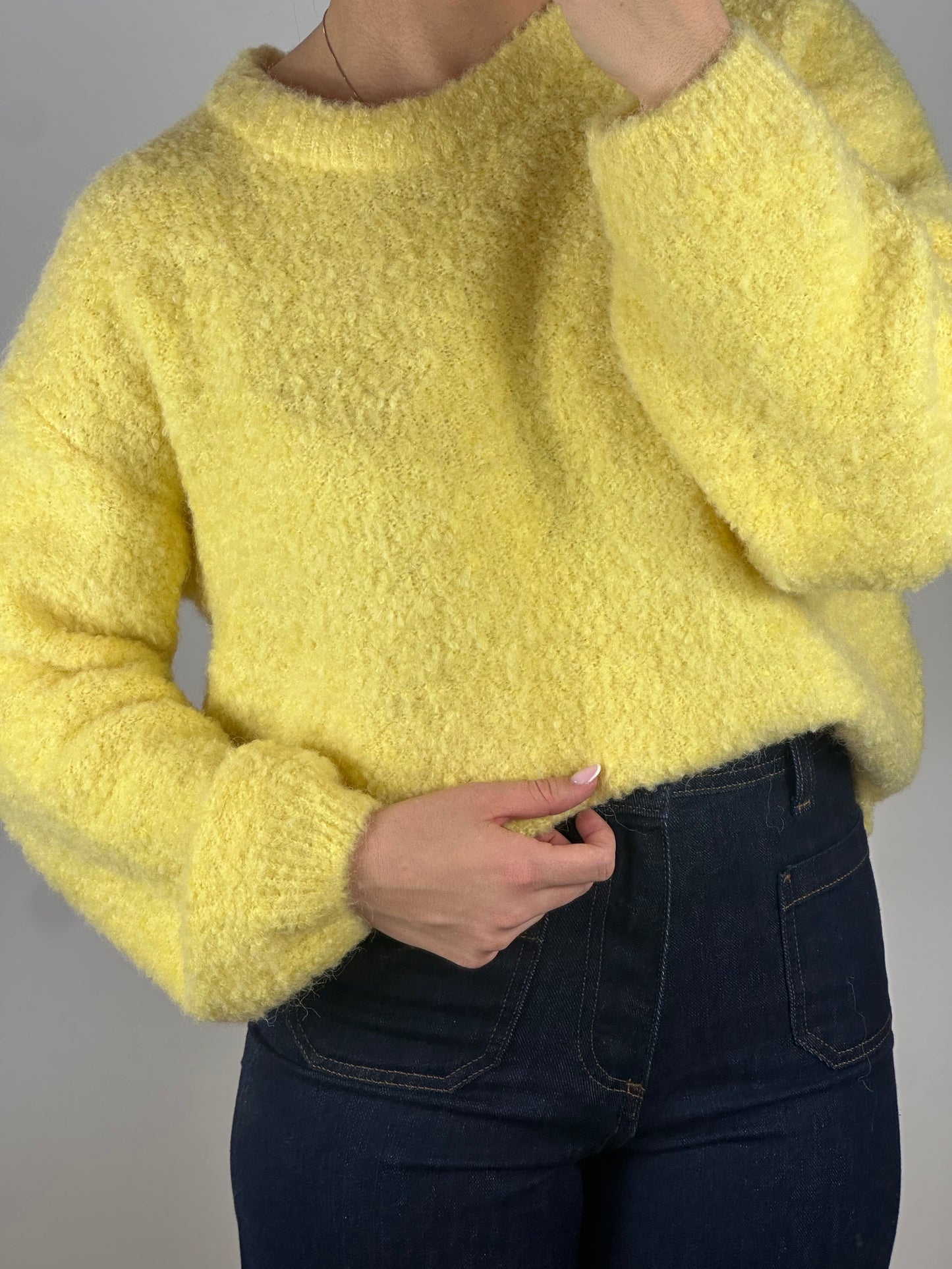 PULL BOUCLETTE JAUNE