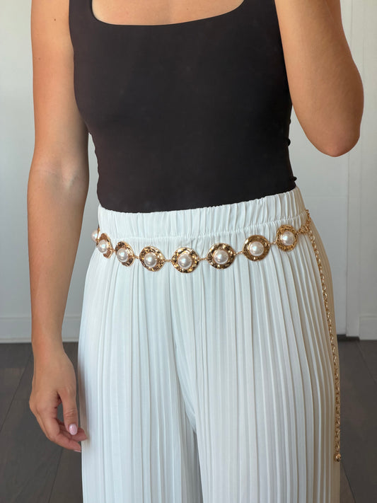 CHAÎNE DE CEINTURE PERLE BLANCHE
