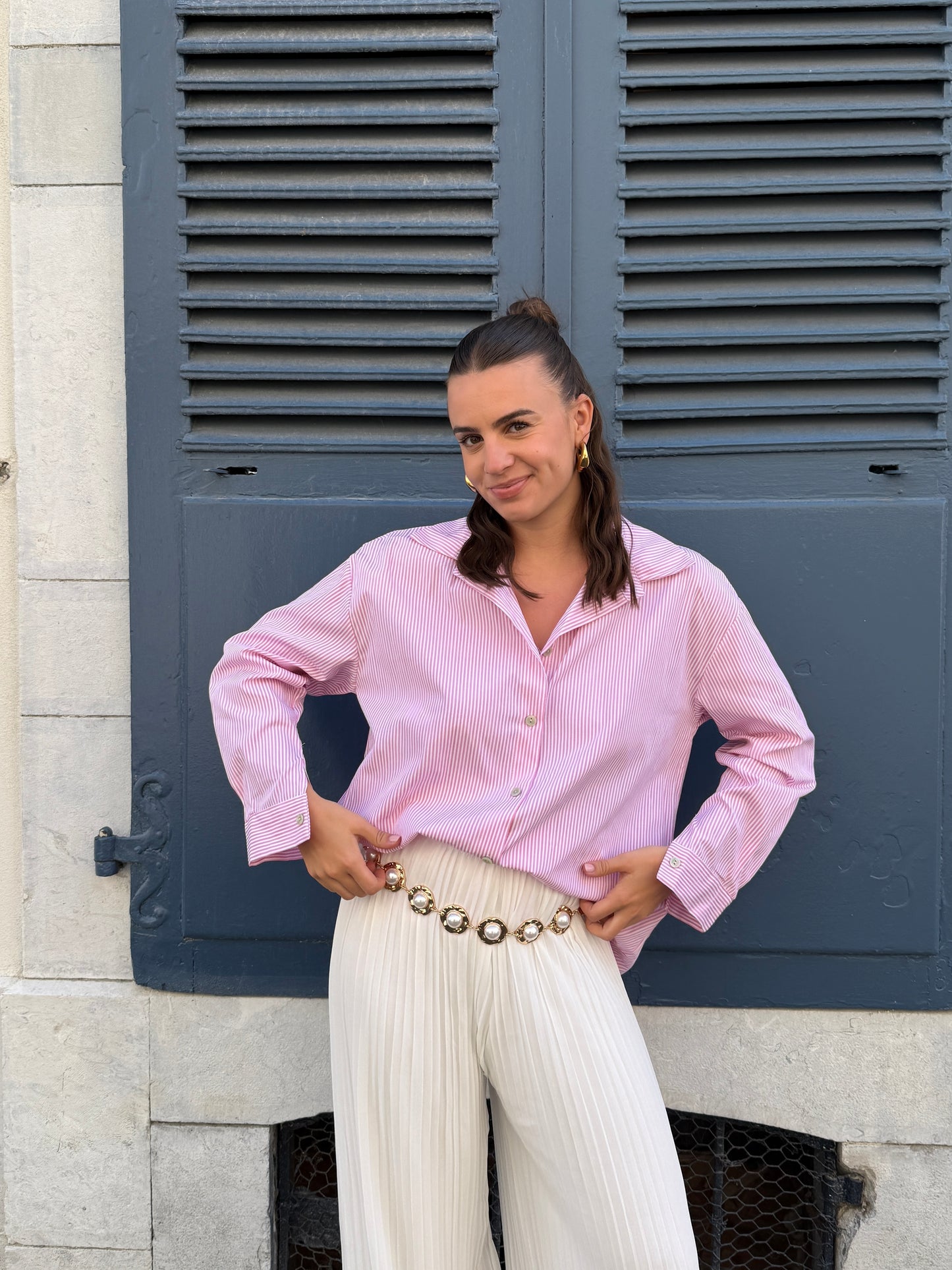 CHEMISE COEUR EN DENTELLE ROSE