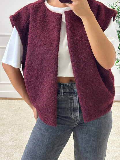 GILET JOANNA BORDEAUX/PRUNE