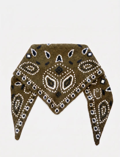 FOULARD EN LAINE BANDANA KAKI