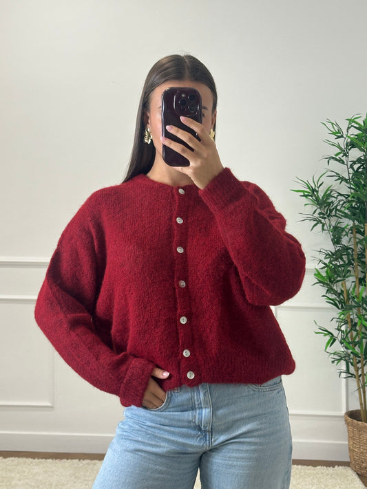 CARDIGAN LÉO CERISE