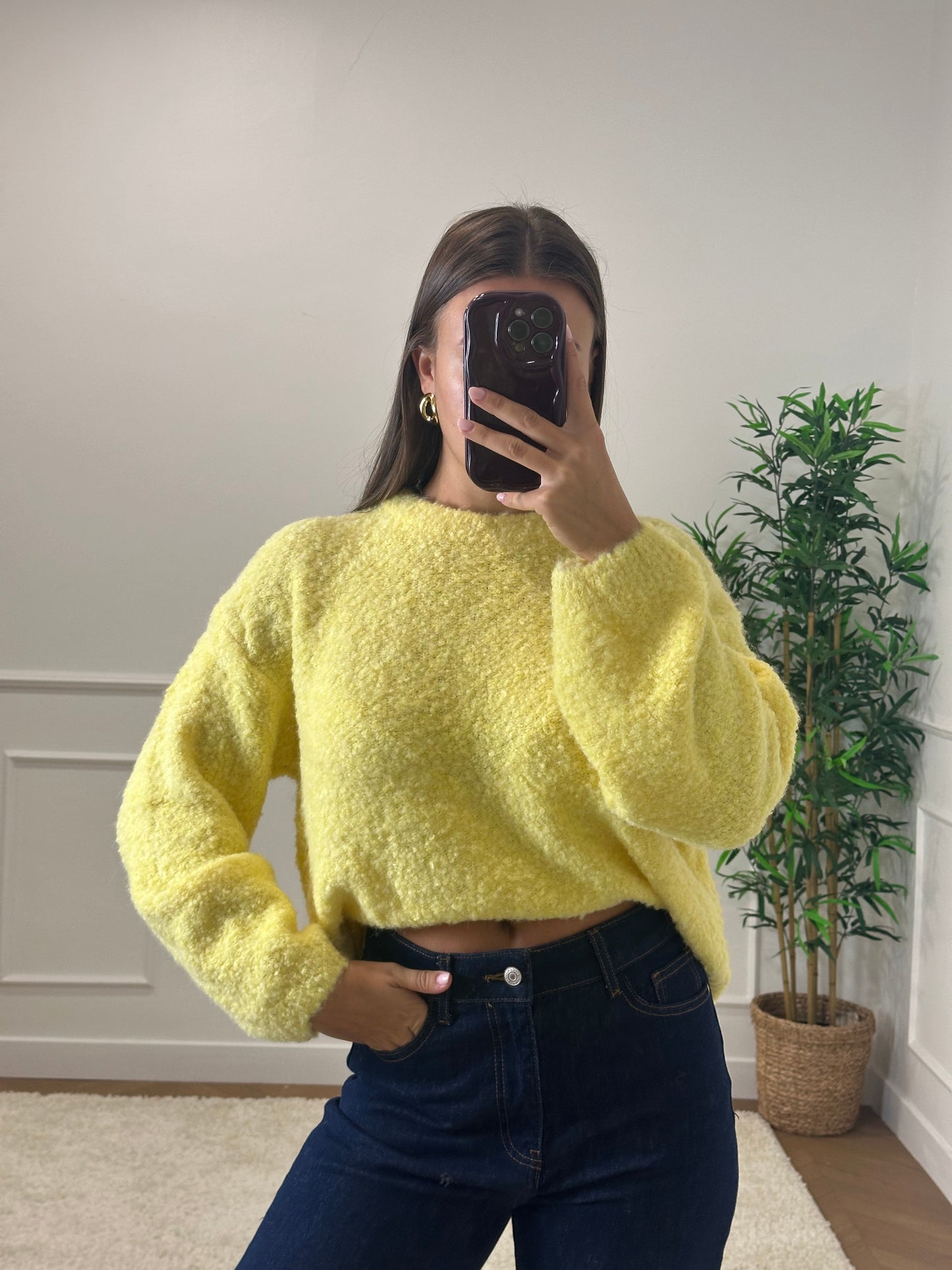 PULL BOUCLETTE JAUNE