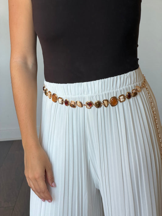 CHAÎNE DE CEINTURE PERLE MARRON