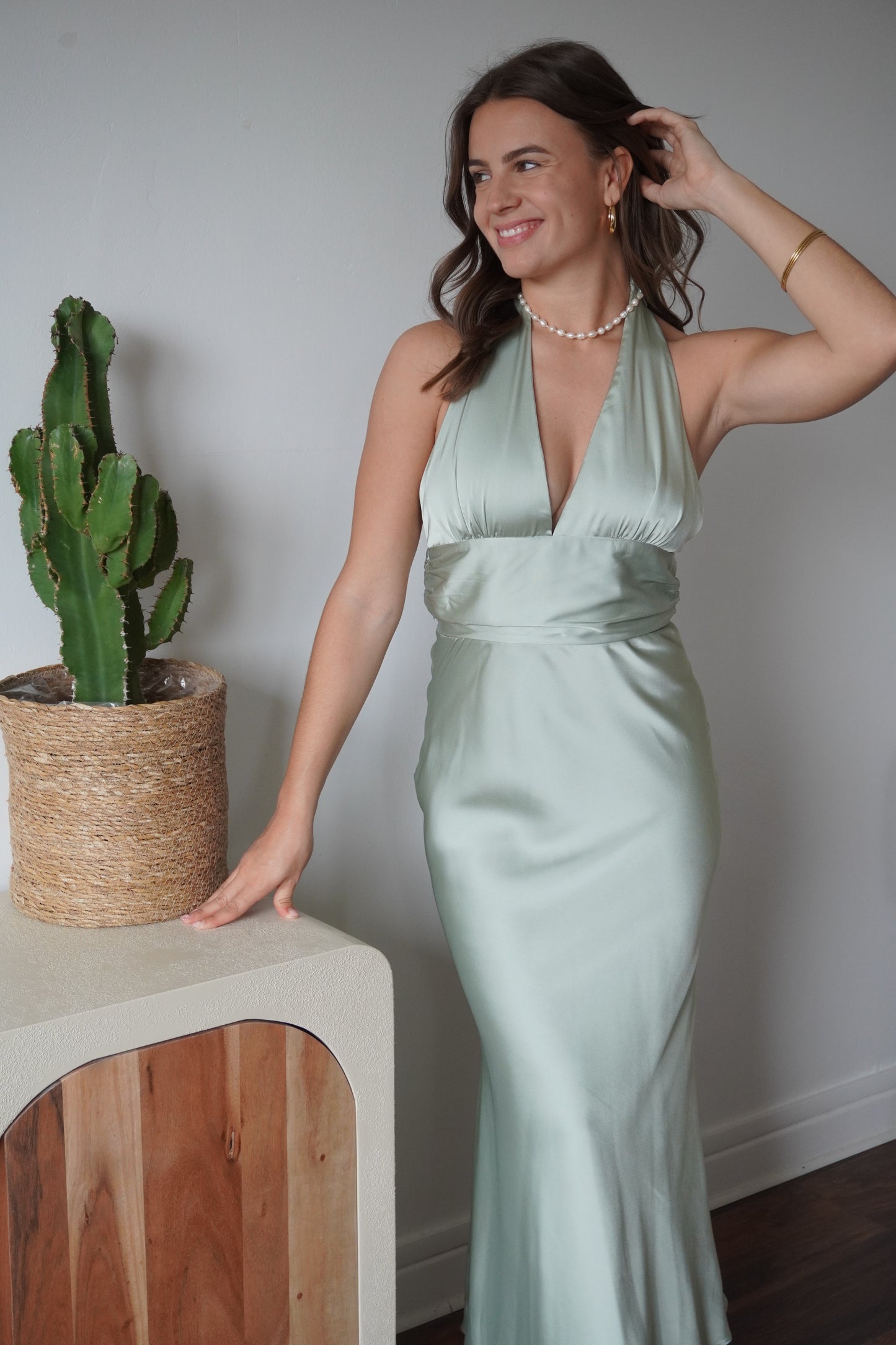 ROBE CARLA VERT AMANDE