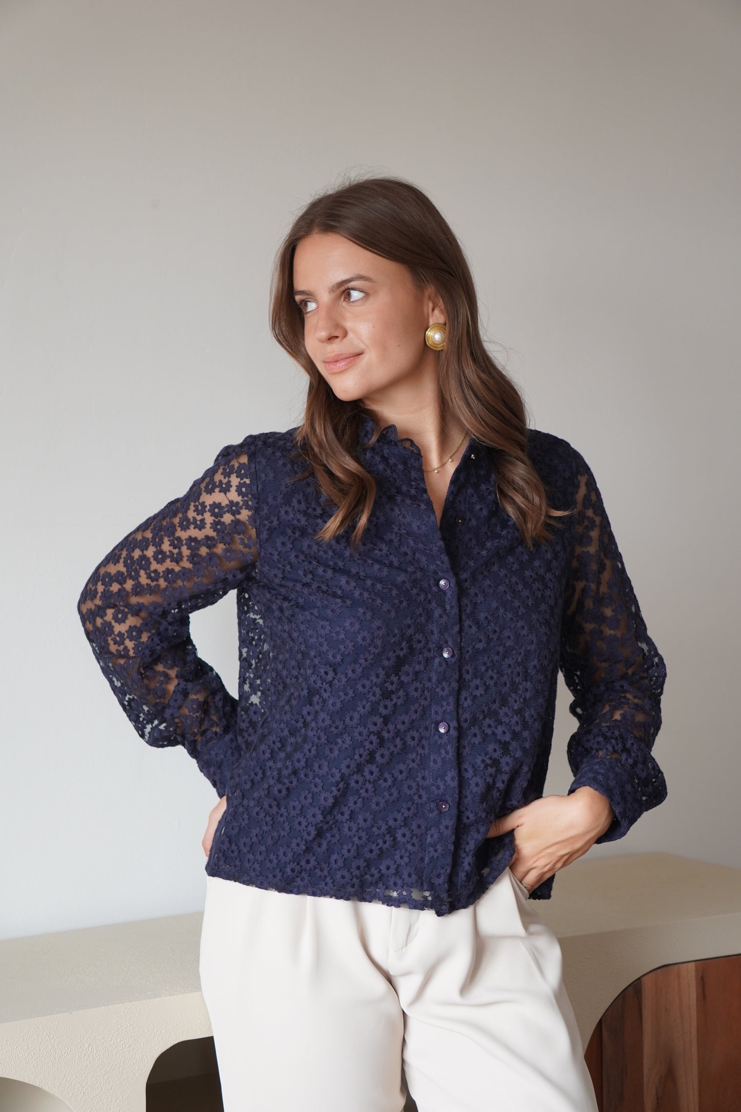 BLOUSE VANILLE BLEU MARINE