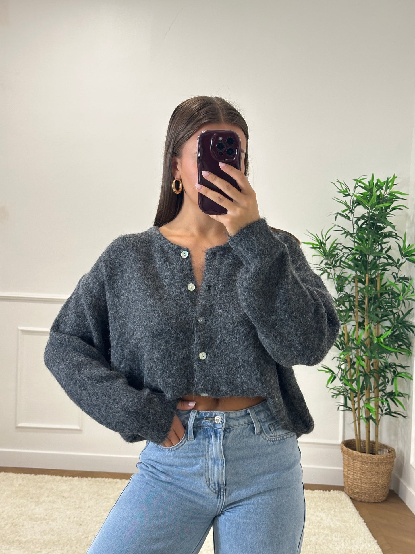 CARDIGAN LÉO GRIS FONCÉ