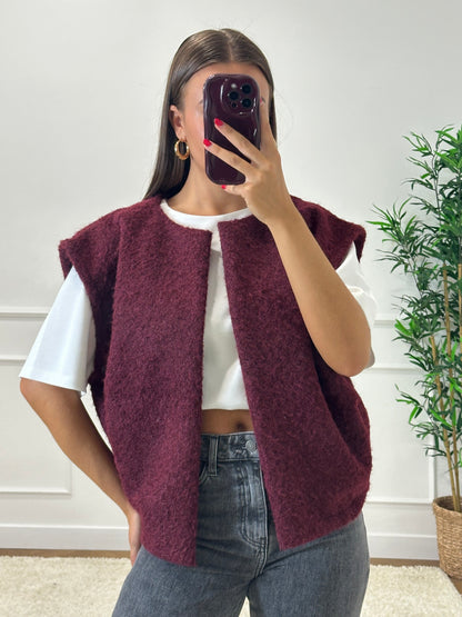 GILET JOANNA BORDEAUX/PRUNE