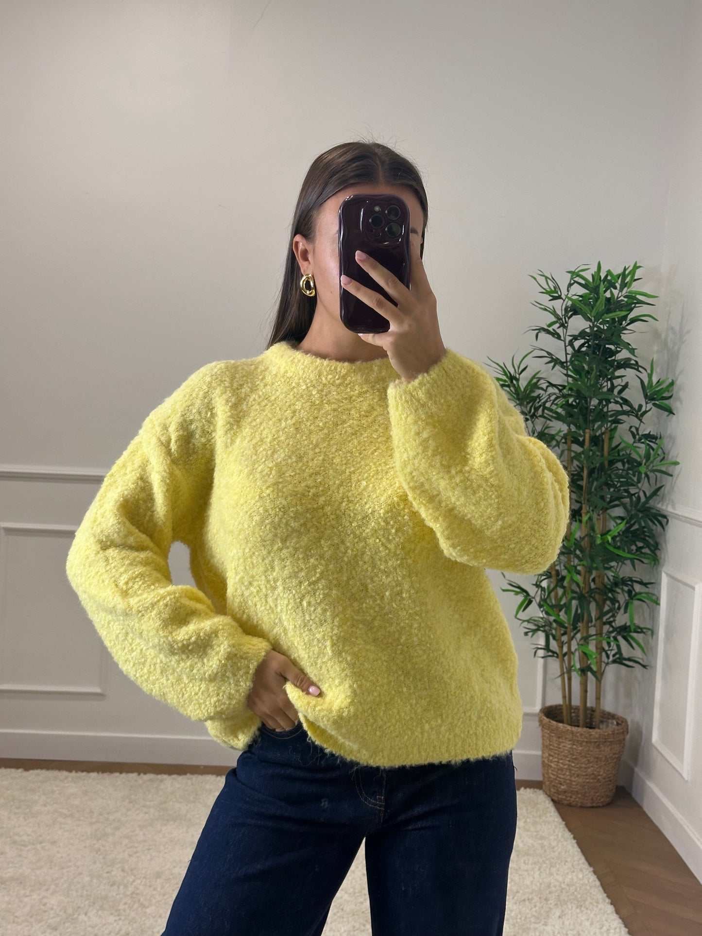 PULL BOUCLETTE JAUNE