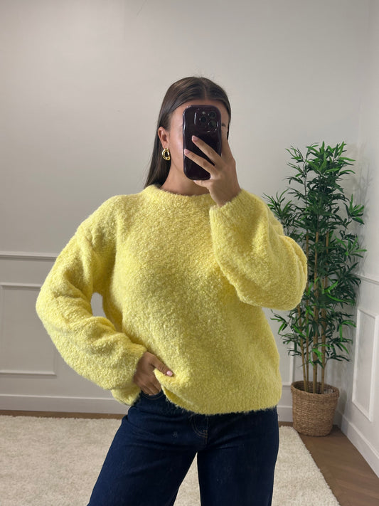 PULL BOUCLETTE JAUNE