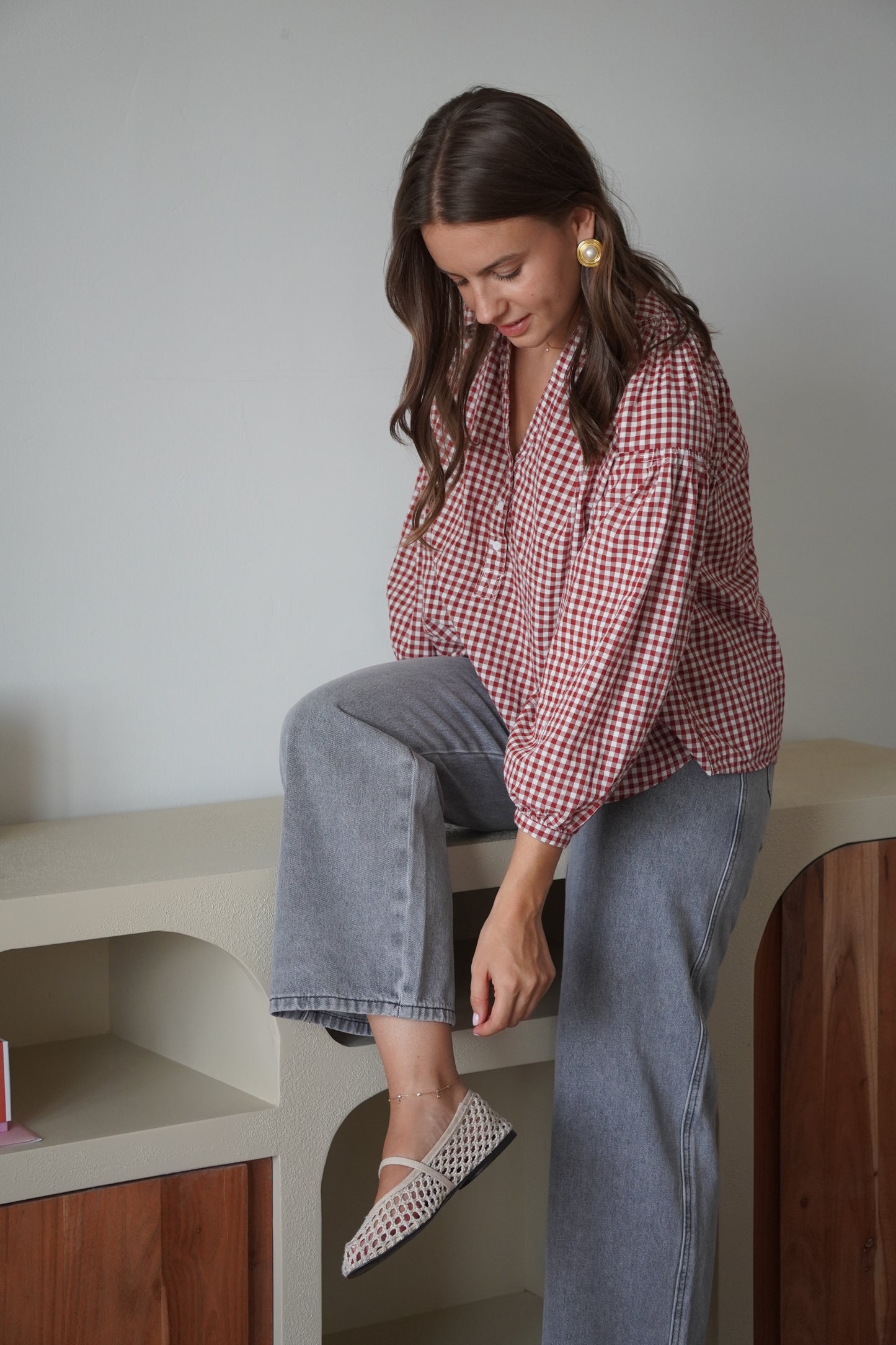 BLOUSE VICHY BORDEAUX