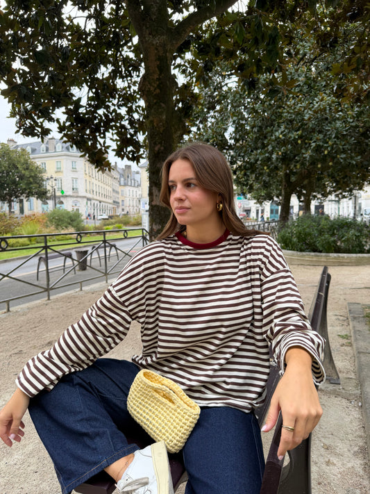 T-SHIRT EVA BORDEAUX & BEIGE