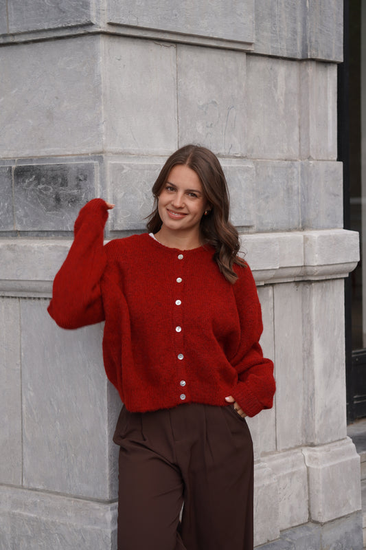 CARDIGAN LÉO CERISE