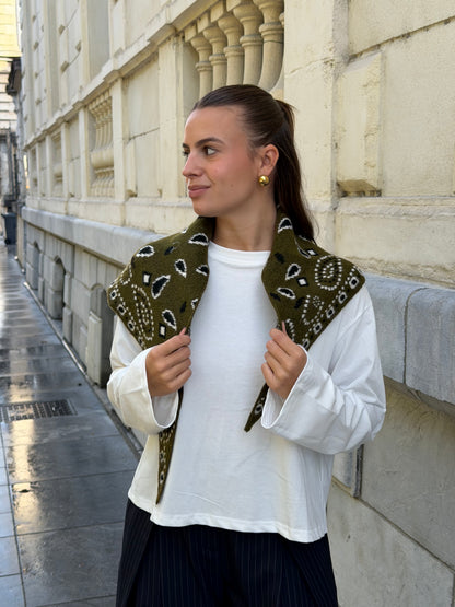 FOULARD EN LAINE BANDANA KAKI