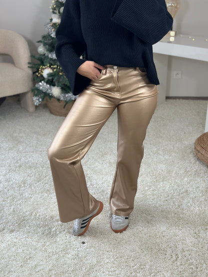 Pantalon simili LÉONI doré