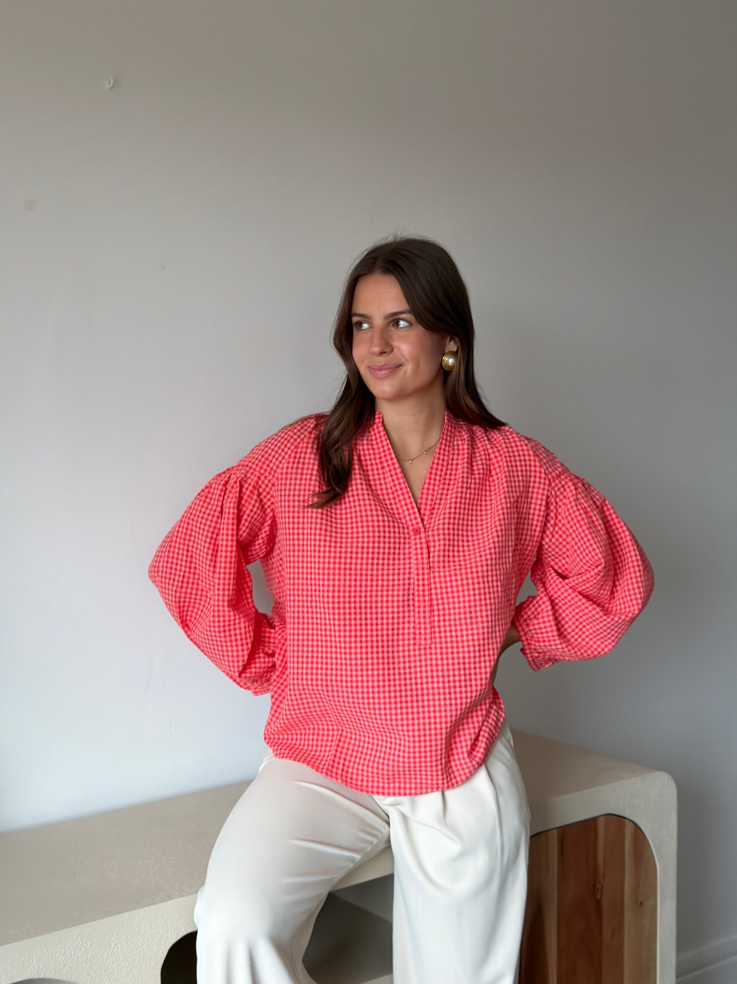 BLOUSE VICHY CORAIL