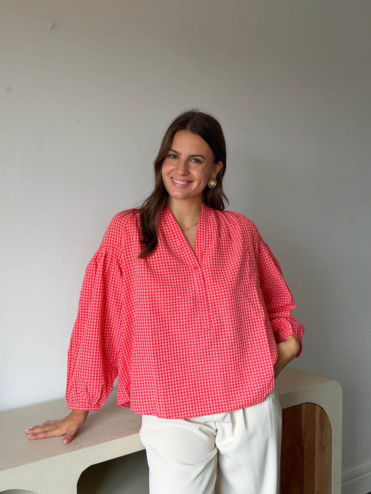 BLOUSE VICHY CORAIL