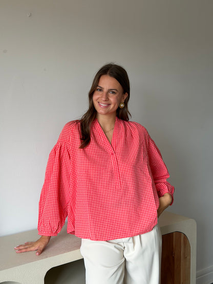BLOUSE VICHY CORAIL