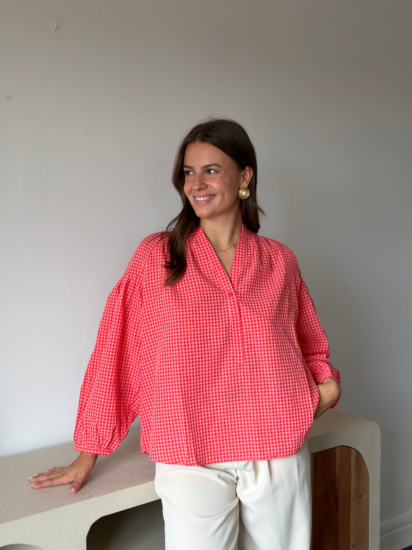 BLOUSE VICHY CORAIL